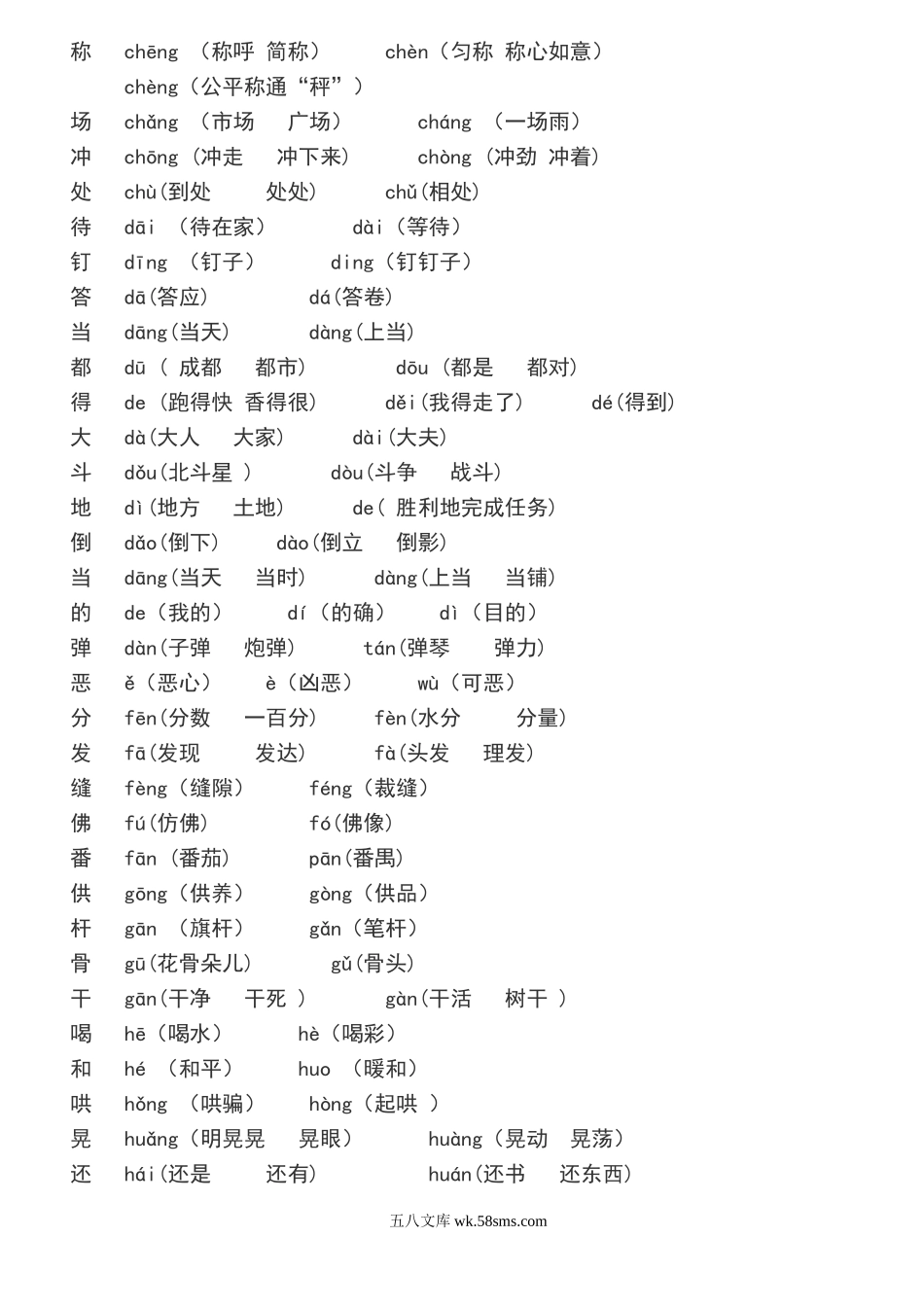 小学二年级语文下册_3-7-2-2、练习题、作业、试题、试卷_部编（人教）版_专项练习_二年级下册必须掌握的·近义词·反义词·多音字汇总.doc_第3页