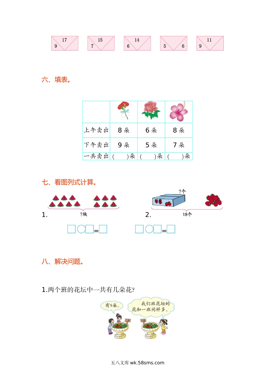 小学一年级数学上册_3-6-3-2、练习题、作业、试题、试卷_苏教版_单元测试卷_一年级上册-苏教版数学第十单元检测卷+参考答案.doc_第2页