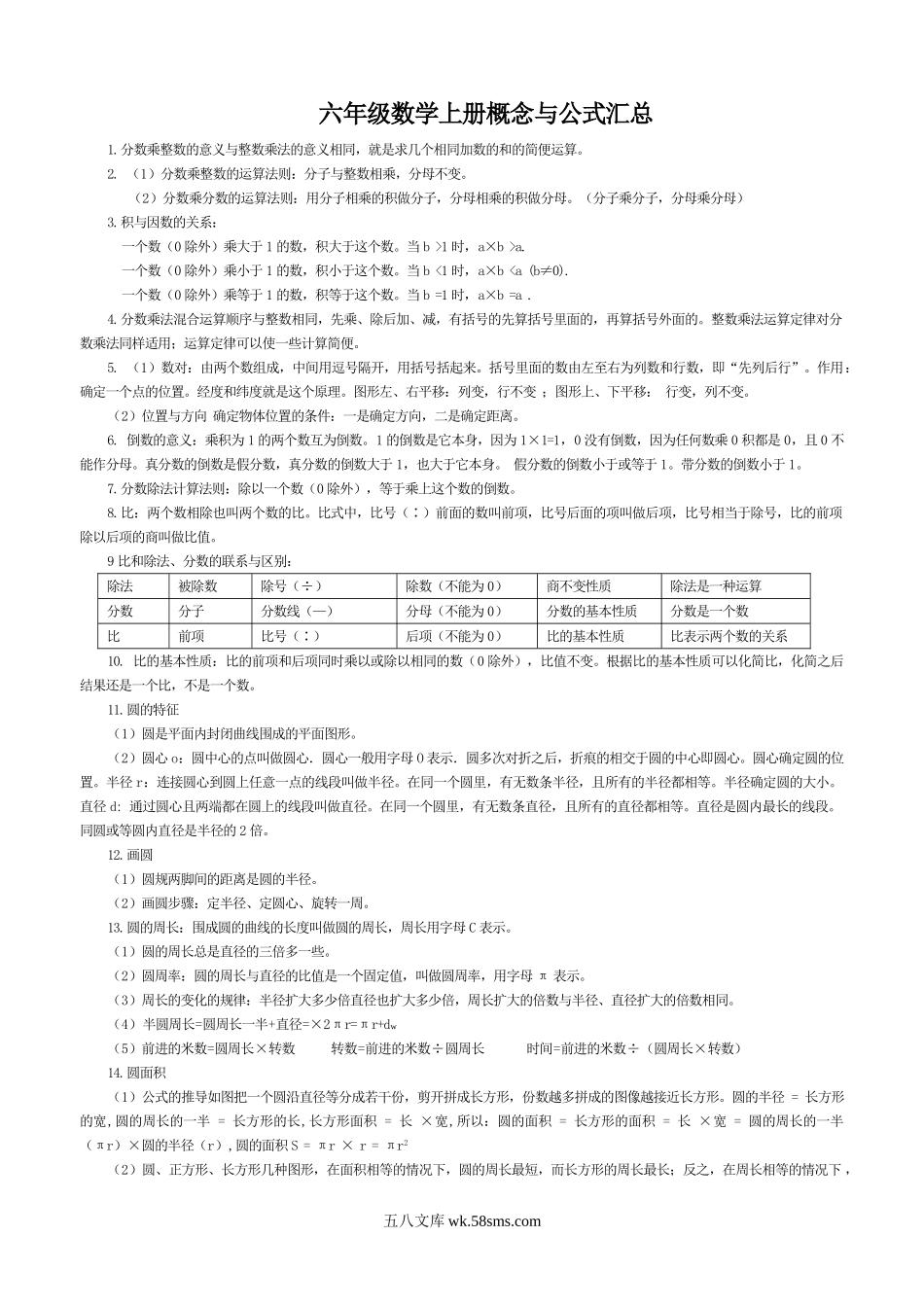 小学六年级数学上册_3-11-3-1、复习、知识点、归纳汇总_人教版_六年级数学上册概念与公式汇总.doc_第1页