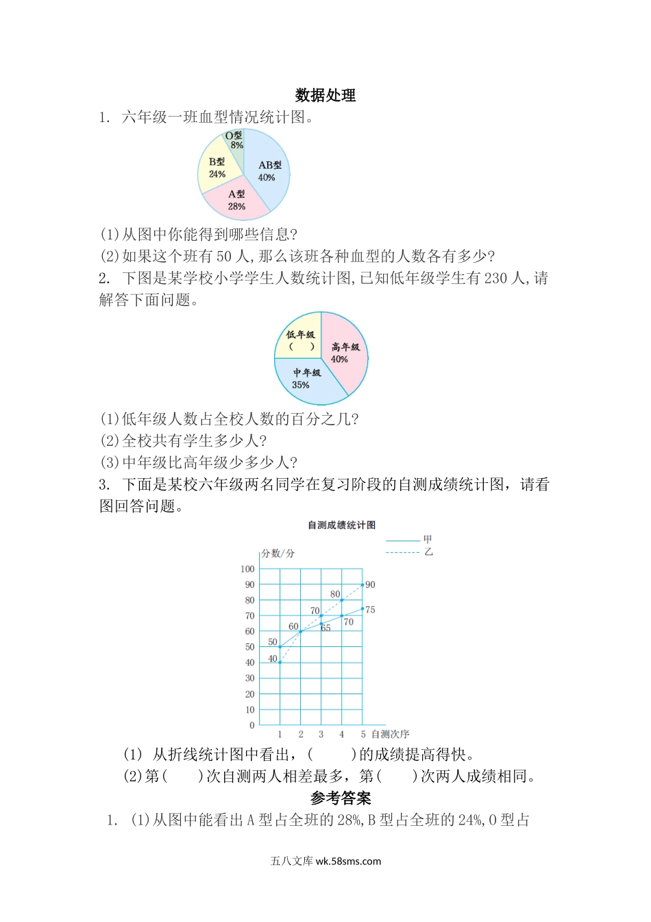 小学六年级数学上册_3-11-3-2、练习题、作业、试题、试卷_北师大版_课时练_数据处理.docx_第1页