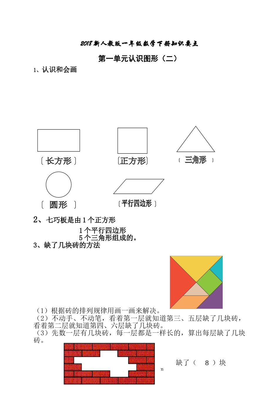 小学一年级数学下册_3-6-4-1、复习、知识点、归纳汇总_通用_一年级数学下册复习知识要点.doc_第1页