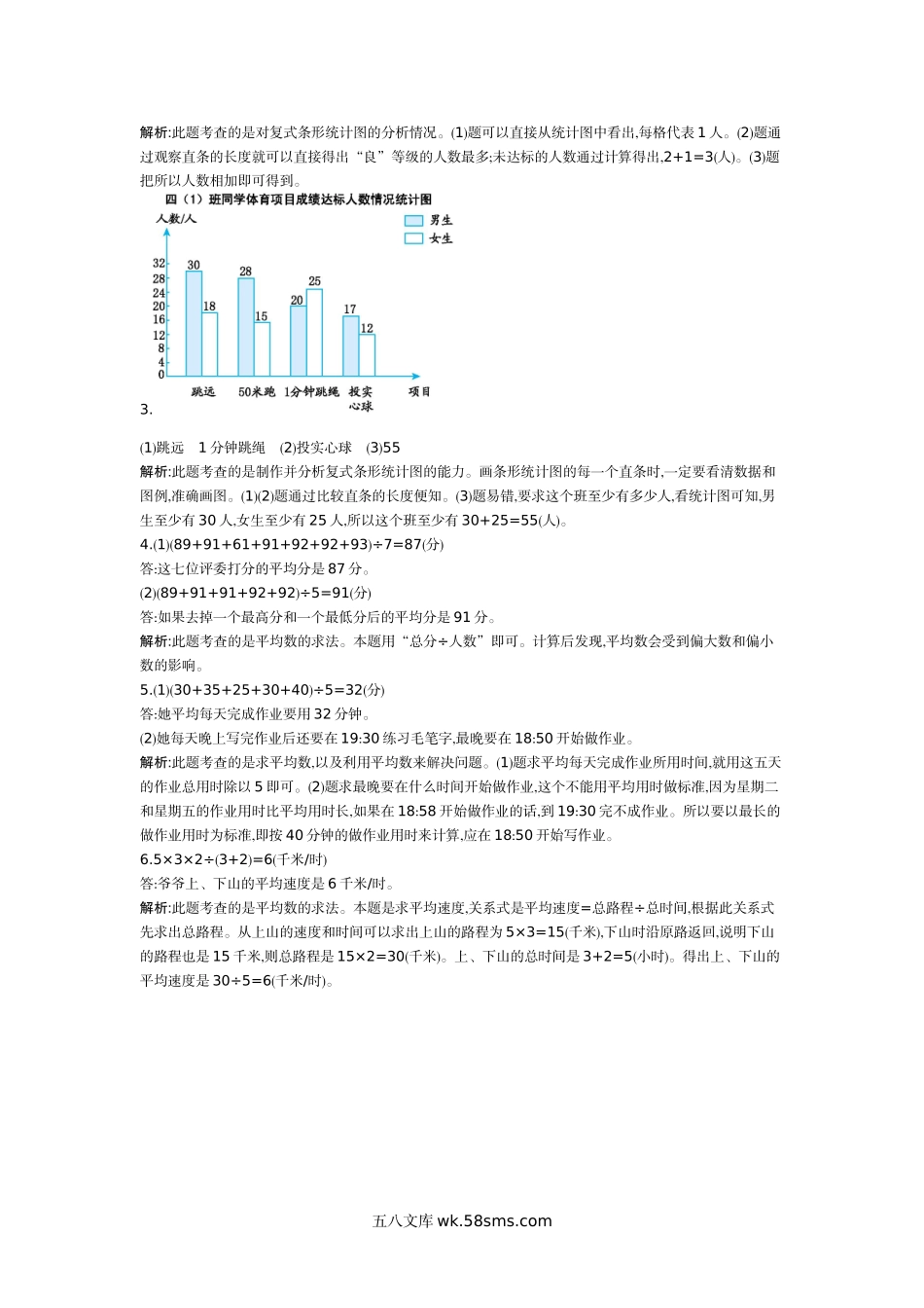 小学四年级数学下册_3-9-4-2、练习题、作业、试题、试卷_人教版_单元测试卷_人教版四年级数学下册单元测试卷（含答案）-第8单元平均数与条形统计图：第八单元检测2.docx_第3页