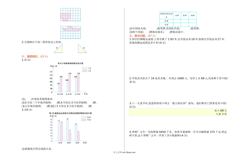 小学四年级数学下册_3-9-4-2、练习题、作业、试题、试卷_人教版_期末测试卷_人教版四年级下册数学期末测试卷-含答案-期末检测试题 1.doc_第2页