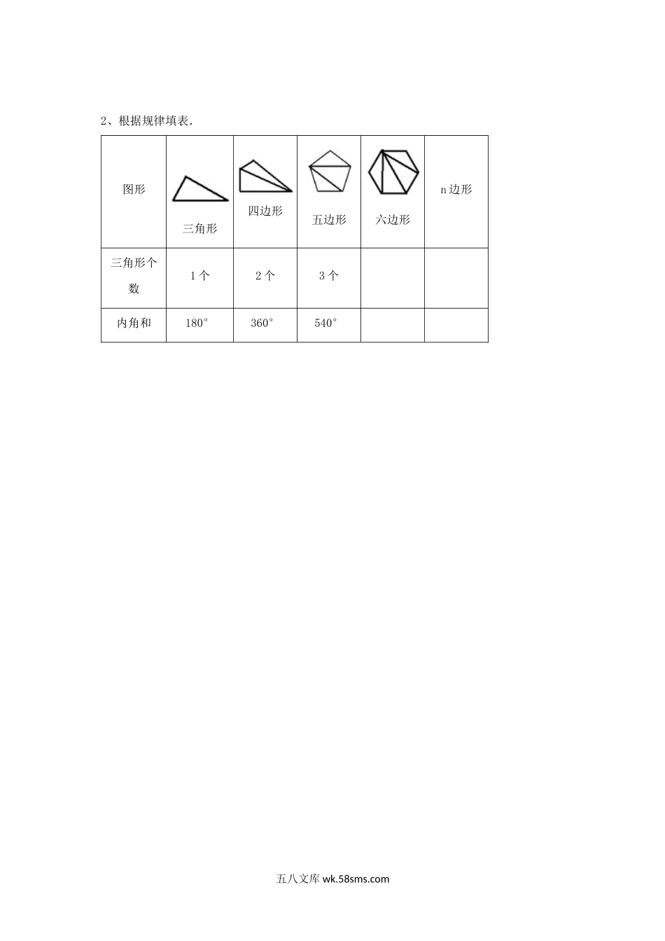 小学四年级数学下册_3-9-4-2、练习题、作业、试题、试卷_苏教版_课时练_四年级下册数学同步练习-7单元9课时-多边形的内角和-苏教版.docx_第2页