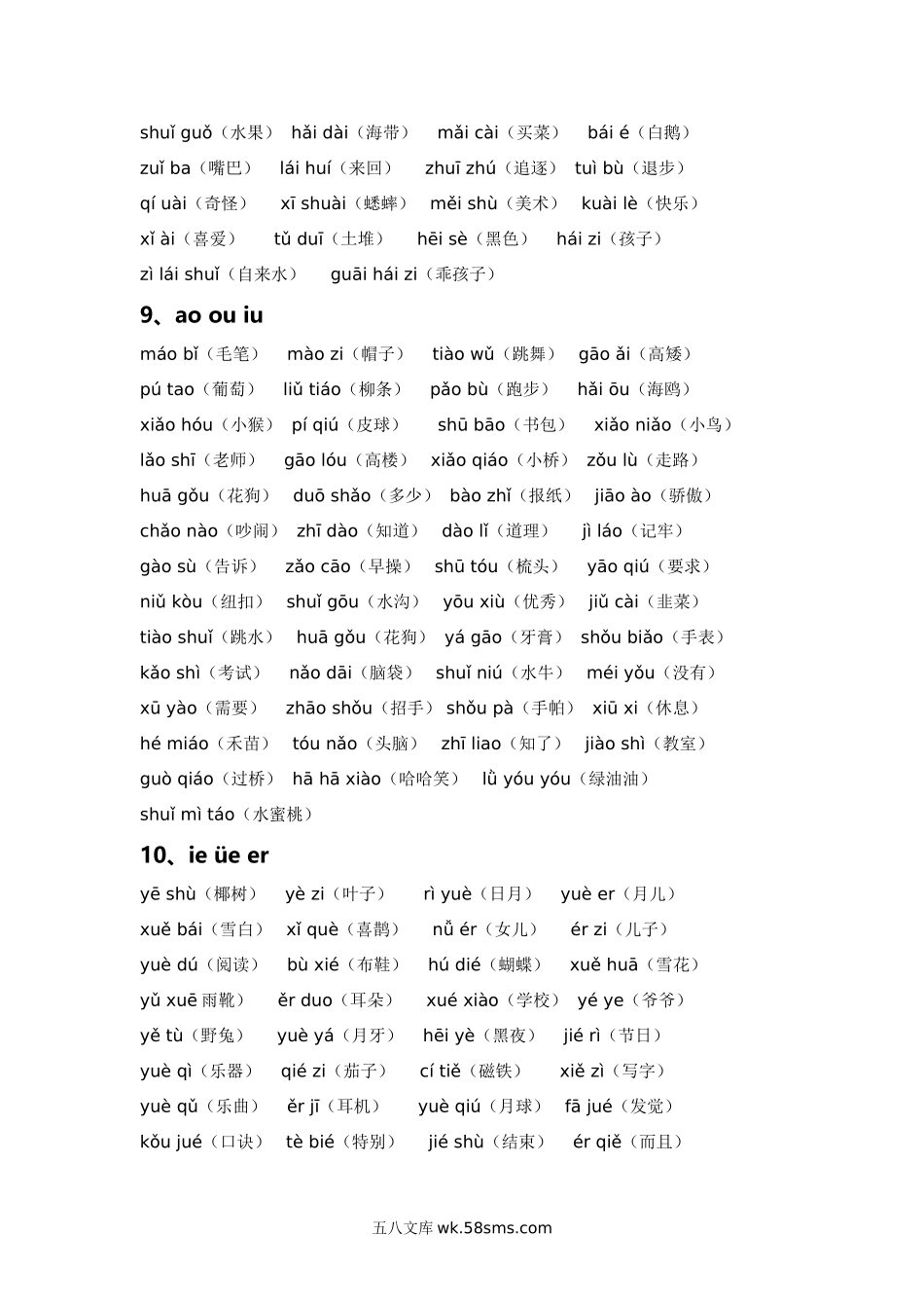 小学一年级语文上册_3-6-1-1、复习、知识点、归纳汇总_通用_小学一年级上册语文资料-语文音节拼读全汇总（抖音）.doc_第3页