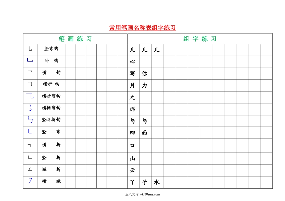 小学一年级语文上册_3-6-1-1、复习、知识点、归纳汇总_通用_一年级上册语文-中国汉字笔画-偏旁部首大全.doc_第3页