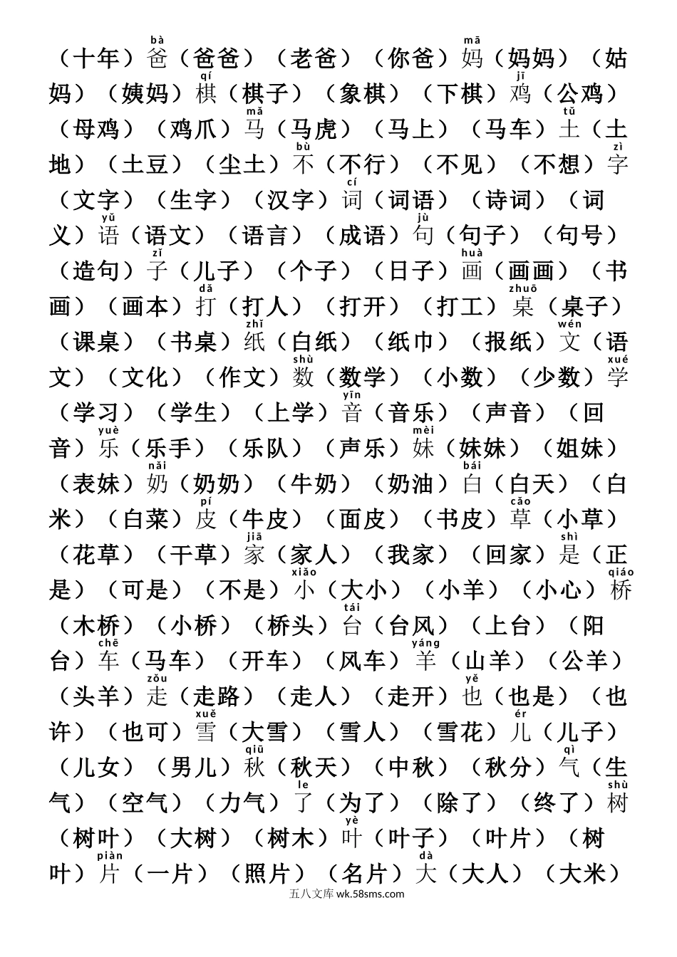 小学一年级语文上册_3-6-1-1、复习、知识点、归纳汇总_通用_一年级语文上册组词版.doc_第2页