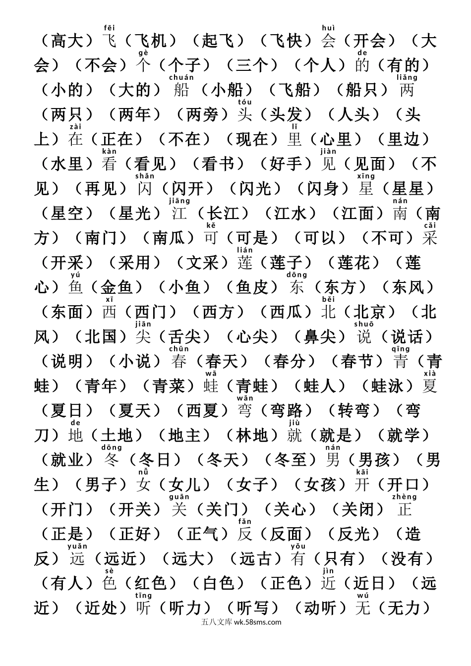 小学一年级语文上册_3-6-1-1、复习、知识点、归纳汇总_通用_一年级语文上册组词版.doc_第3页