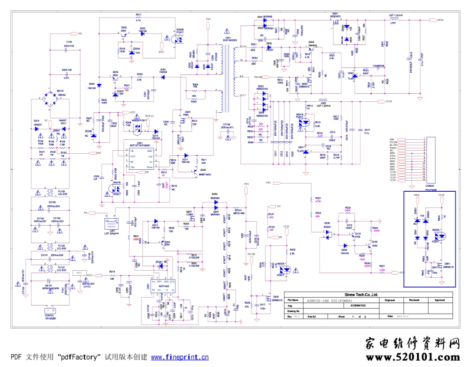 长虹液晶欣锐HSM55D-1MH400电源板电路原理图.pdf_第1页