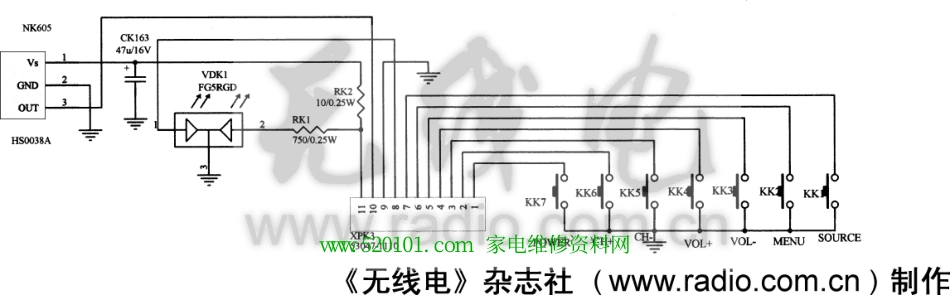 长虹PT4206B维修手册和原理图_PP06-15（遥控接收及键控电原理图）www.520101.com.pdf_第1页