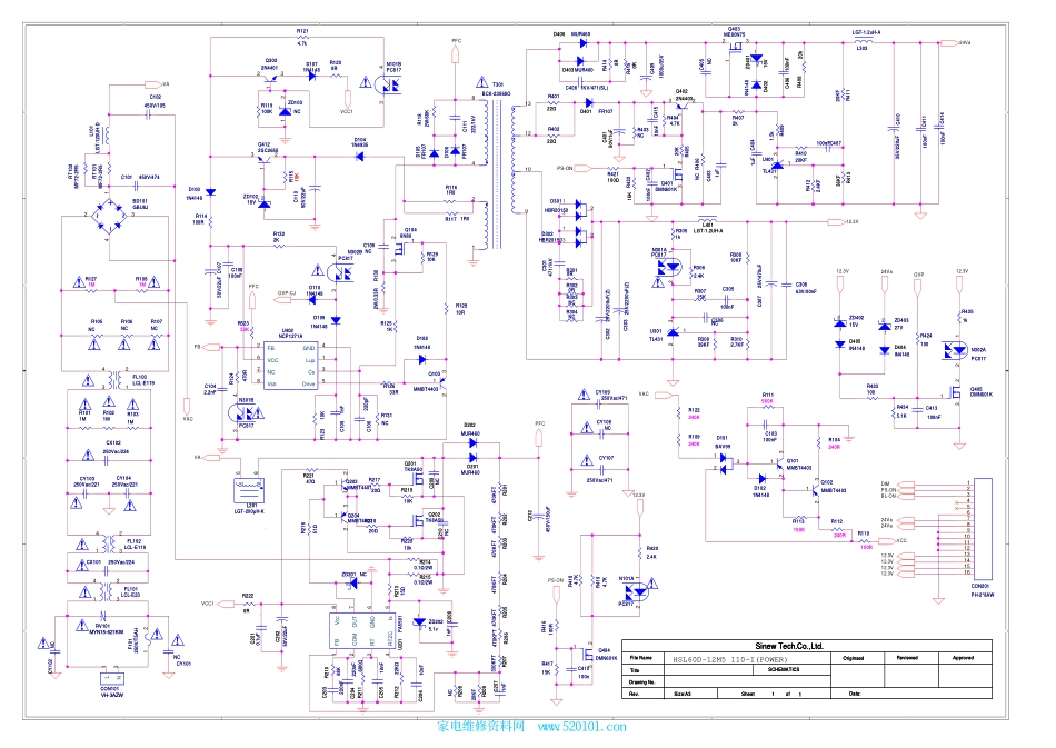 长虹HSL60D-12M7 110电源板电路原理图.pdf_第1页