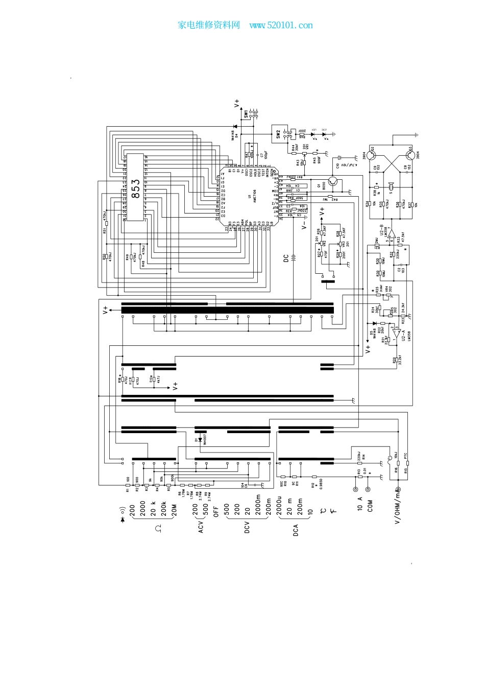 优利德UT33C万用表电路原理图.pdf_第1页