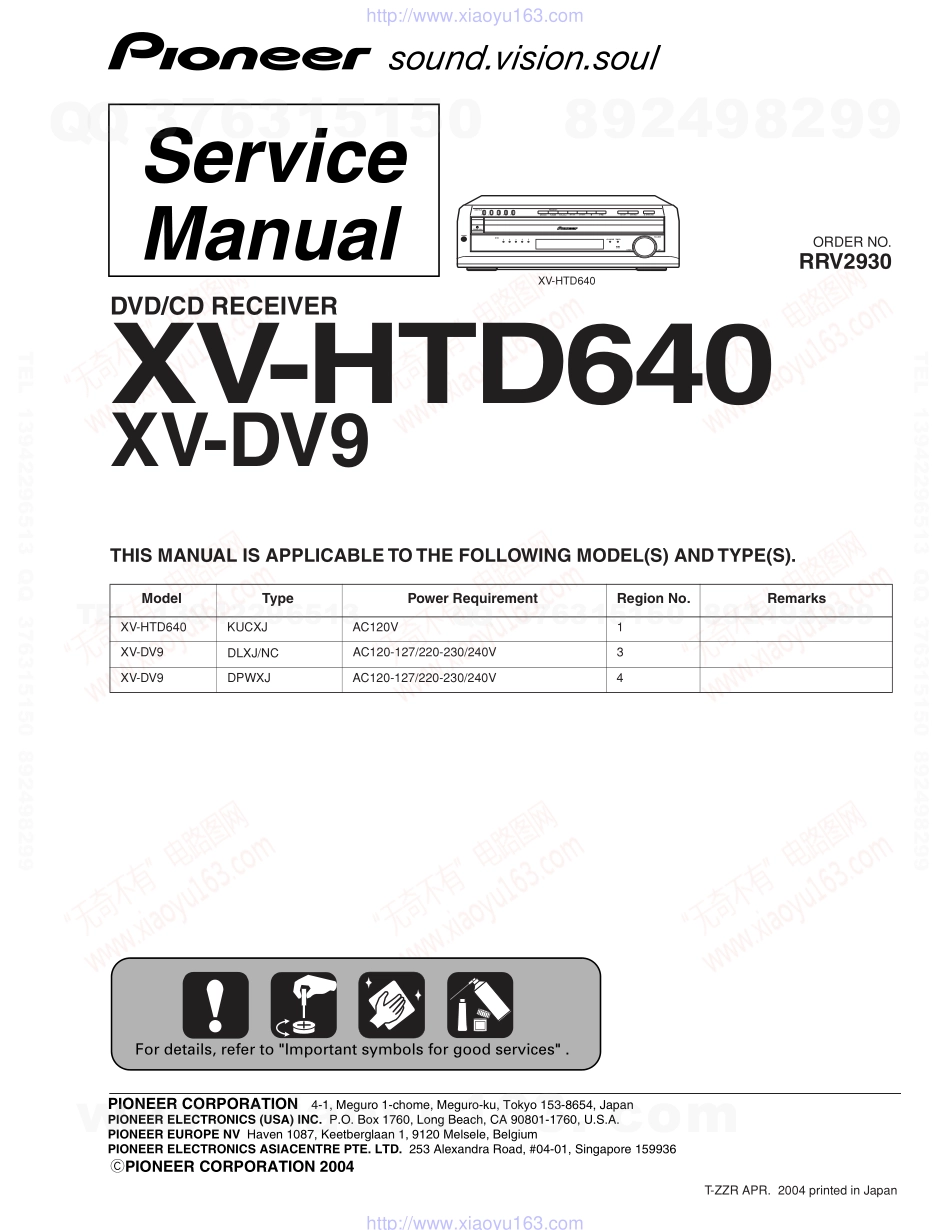 先锋PIONEER XV-HTD640电路图.pdf_第1页