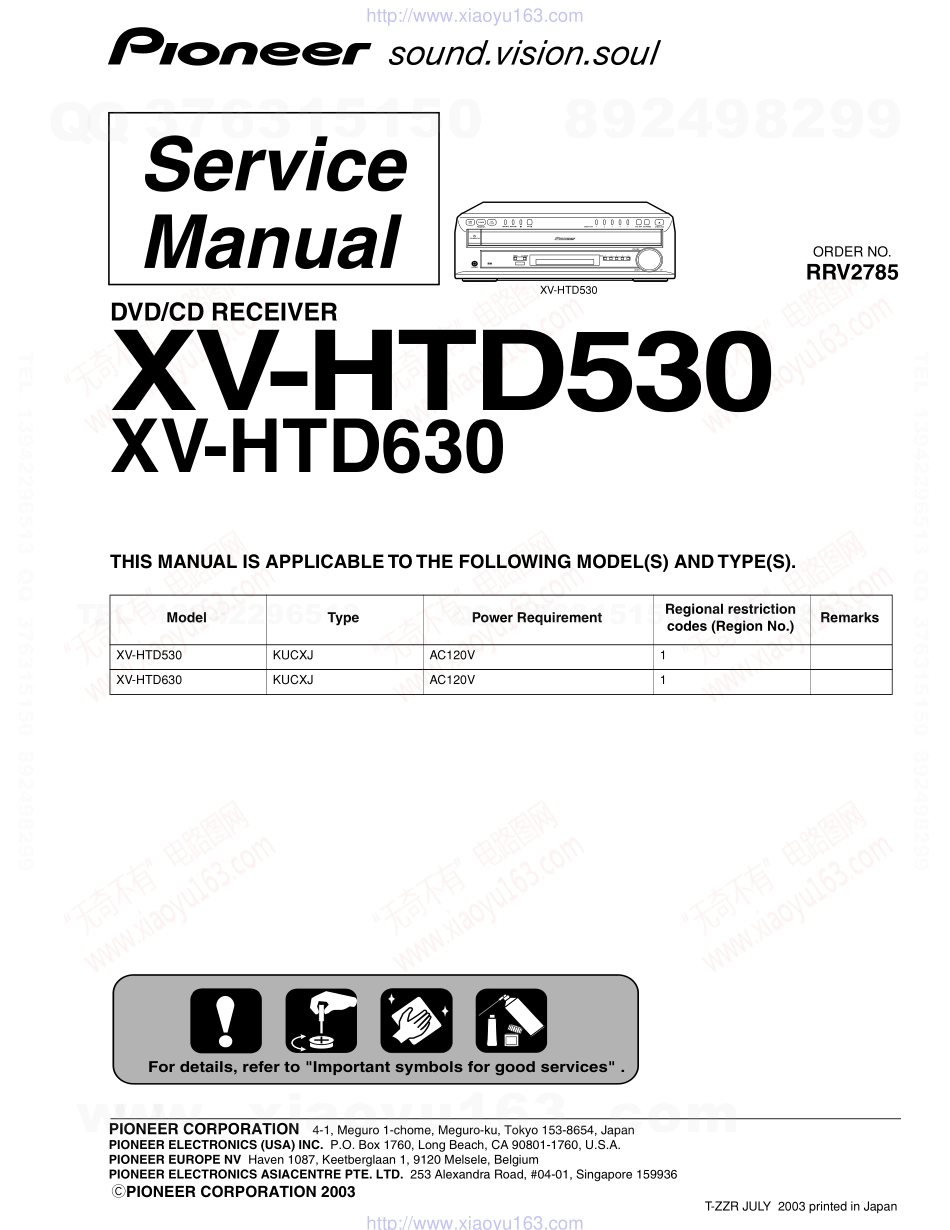 先锋PIONEER XV-HTD530电路图.pdf_第1页