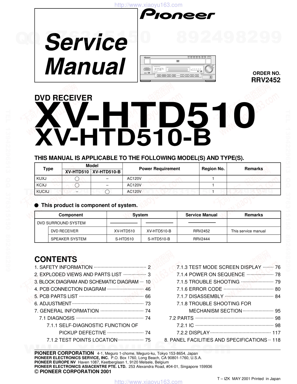 先锋PIONEER XV-HTD510电路图.pdf_第1页