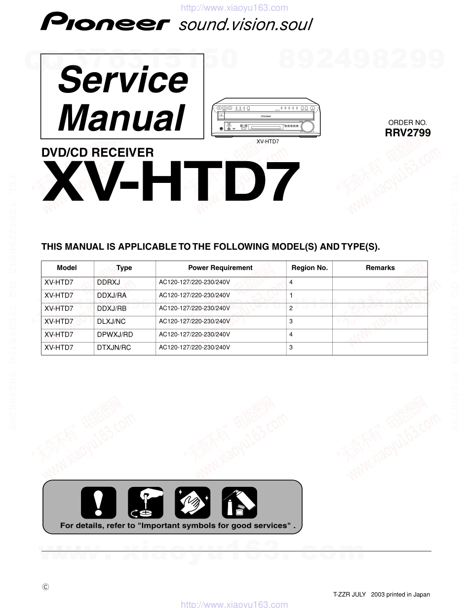 先锋PIONEER XV-HTD7电路图.pdf_第1页
