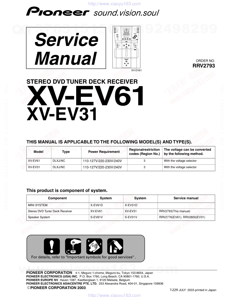 先锋PIONEER XV-EV61电路图.pdf_第1页