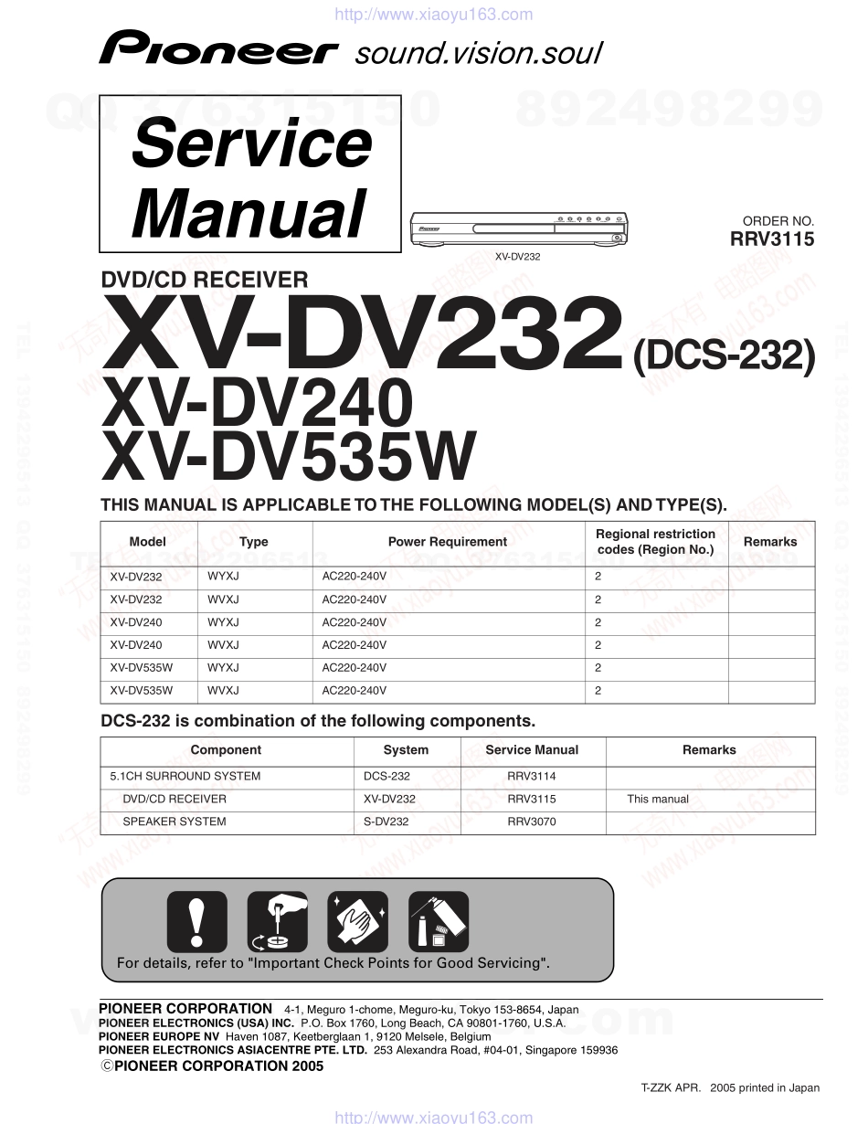 先锋PIONEER XV-DV232电路图.pdf_第1页