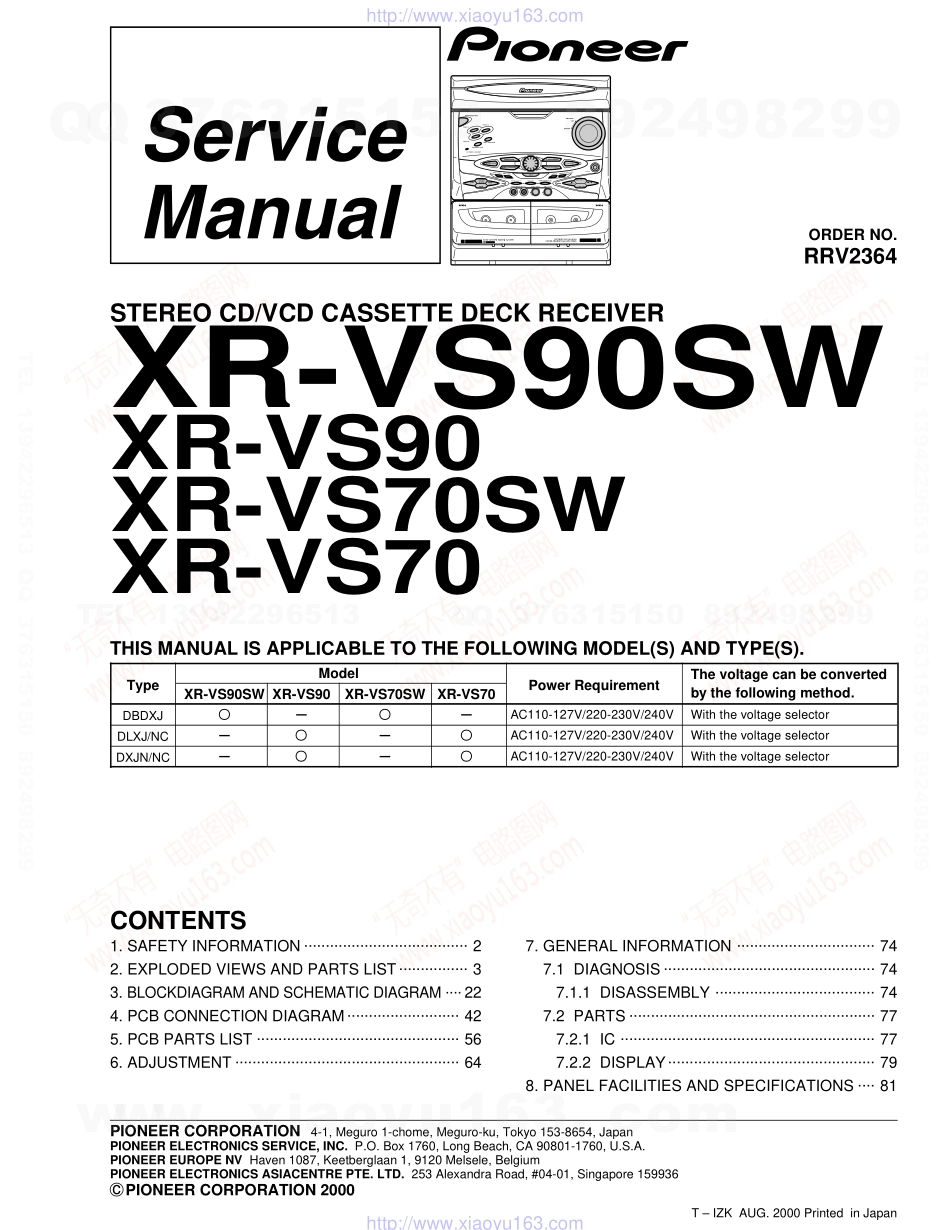 先锋PIONEER XR-VS70电路图.pdf_第1页