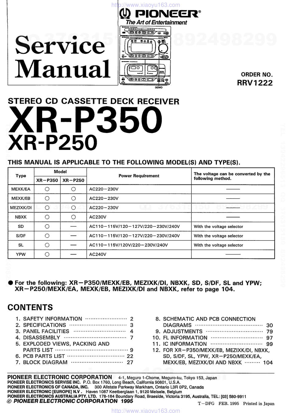 先锋PIONEER XR-P350电路图.pdf_第1页