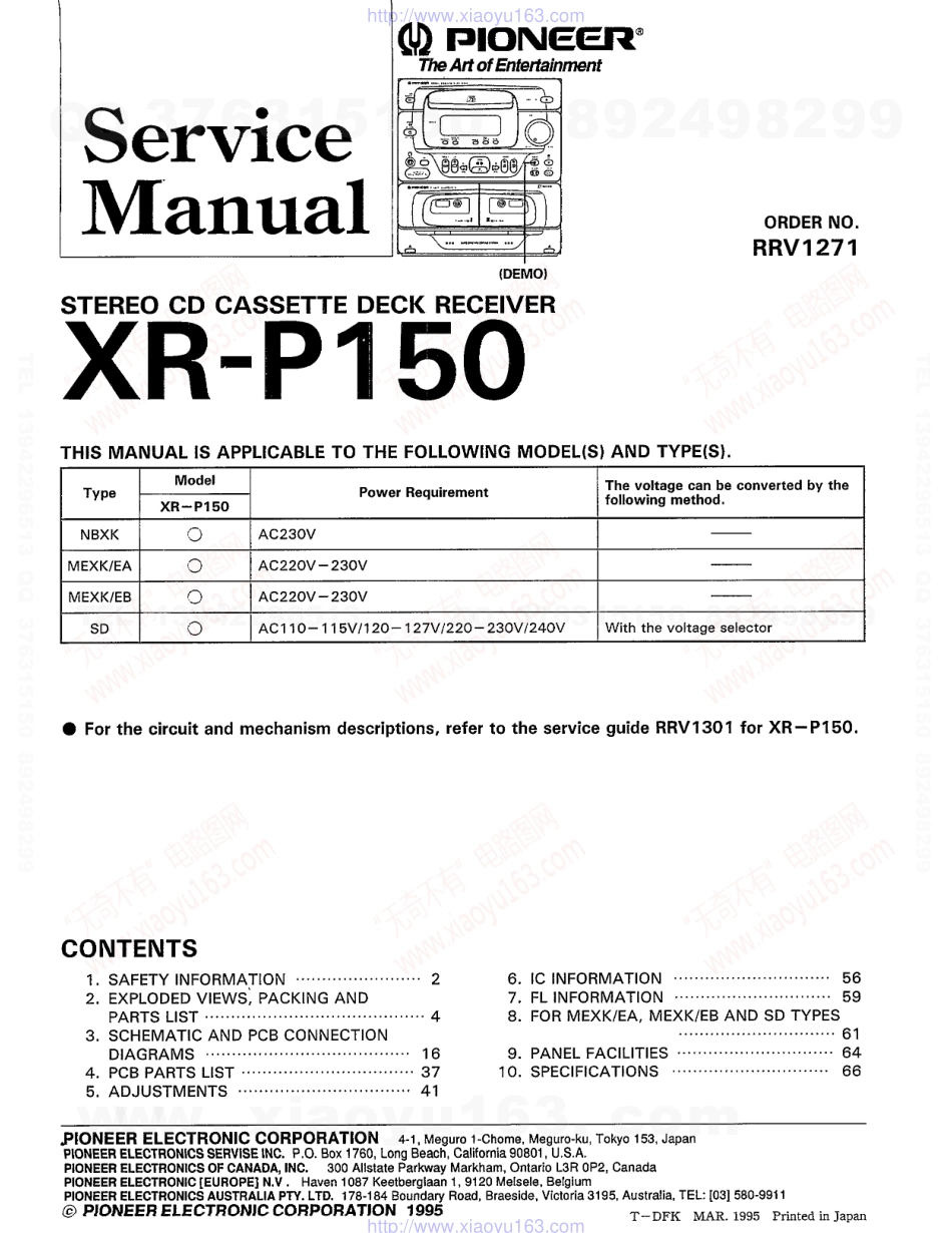 先锋PIONEER XR-P150电路图.pdf_第1页