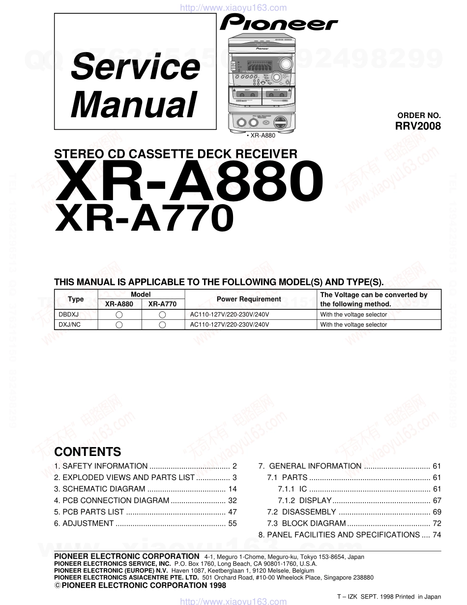 先锋PIONEER XR-A770电路图.pdf_第1页