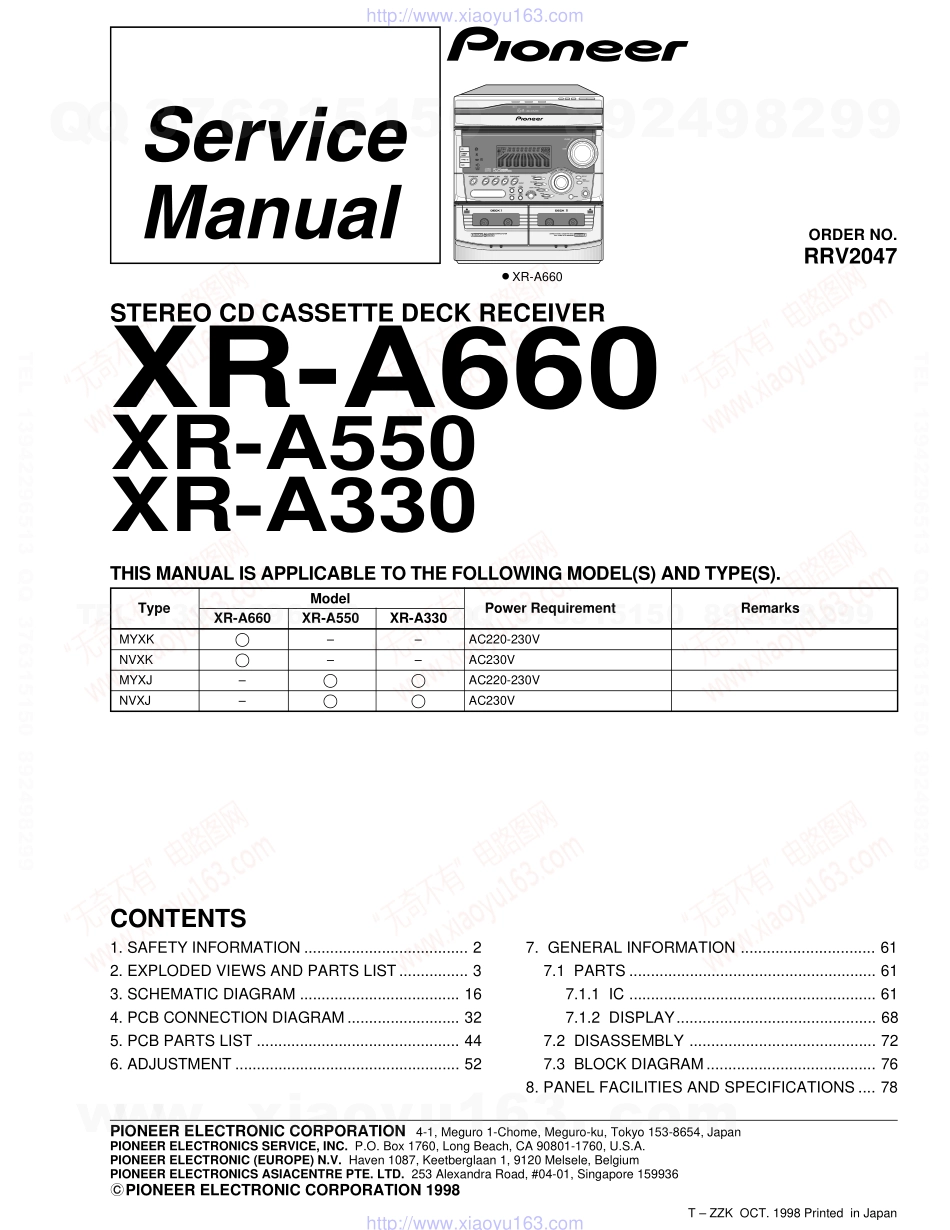 先锋PIONEER XR-A660电路图.pdf_第1页