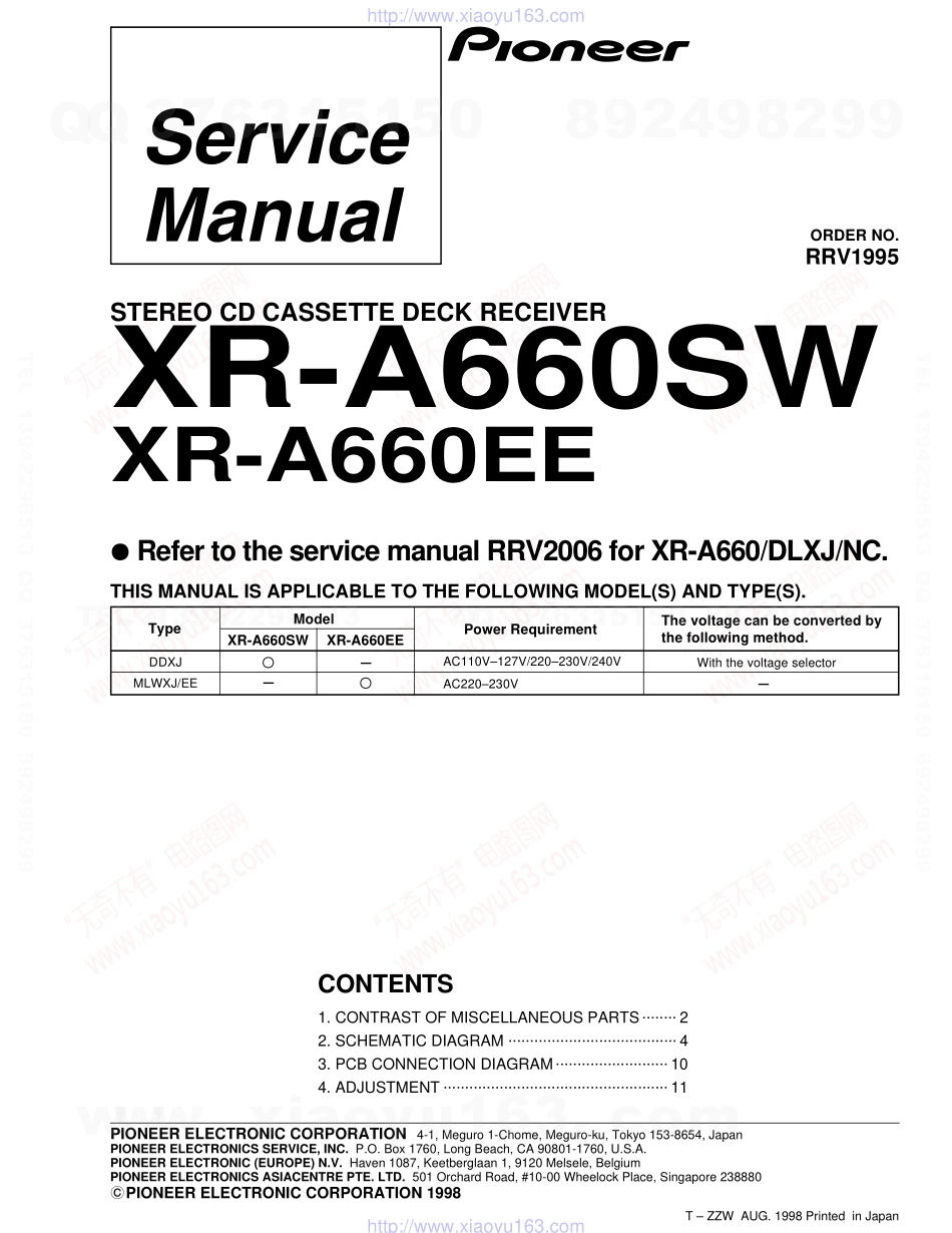 先锋PIONEER XR-A660EE电路图.pdf_第1页