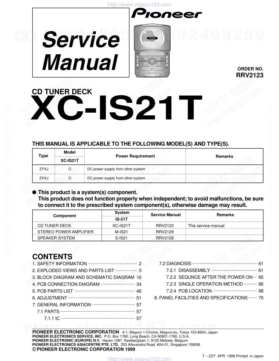 先锋PIONEER XC-IS21T电路图.pdf_第1页