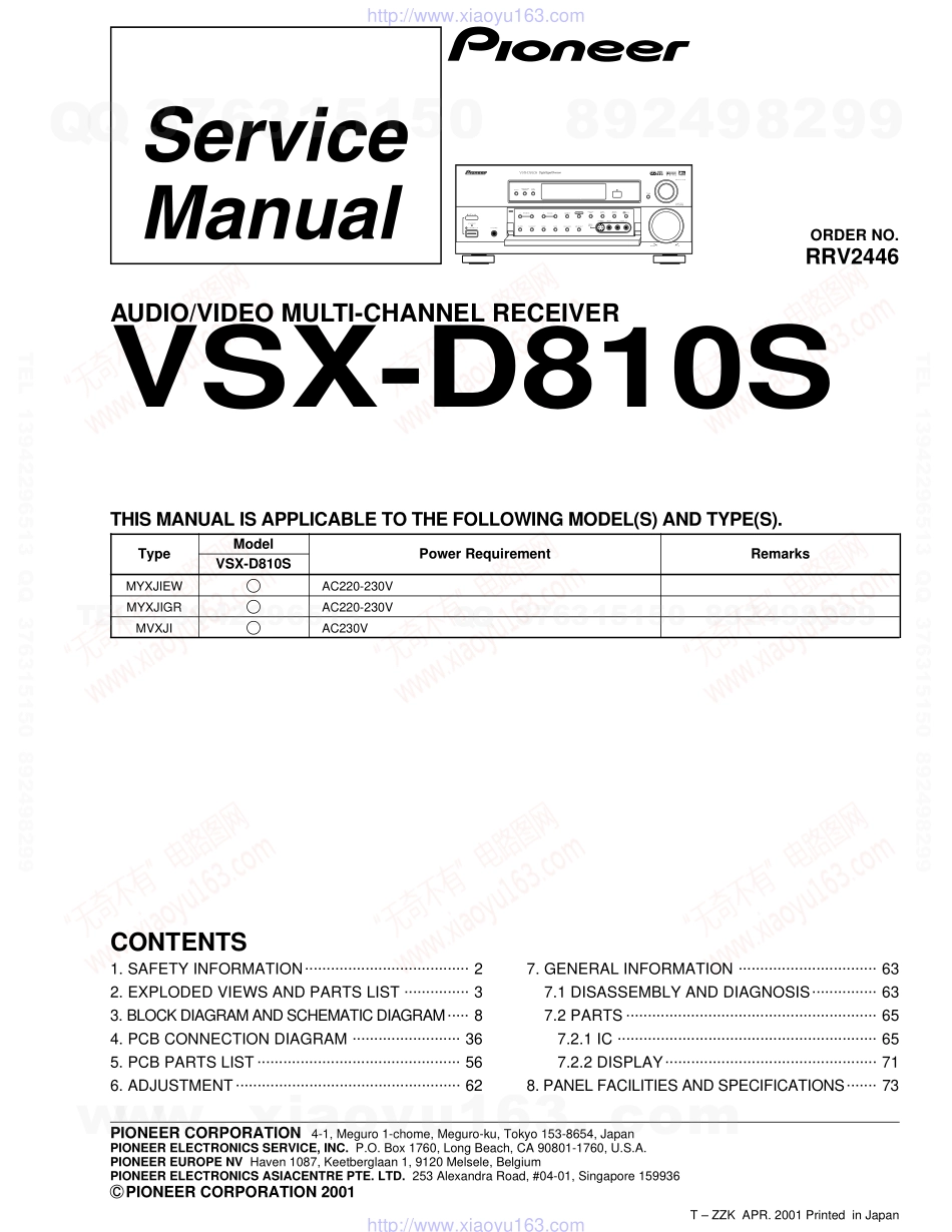 先锋PIONEER VSX-D810S音响电路图.pdf_第1页