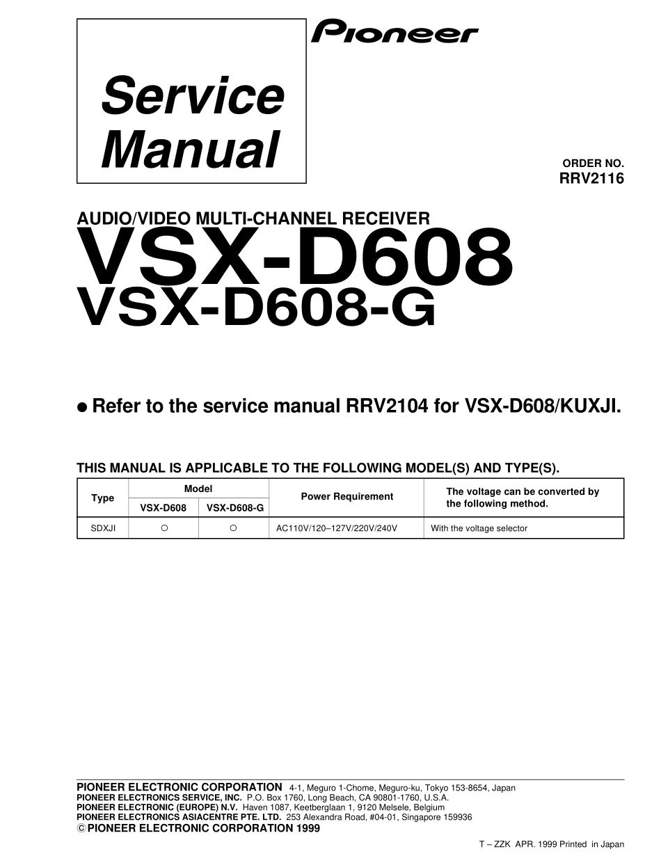 先锋PIONEER VSX-D608电路图.pdf_第1页