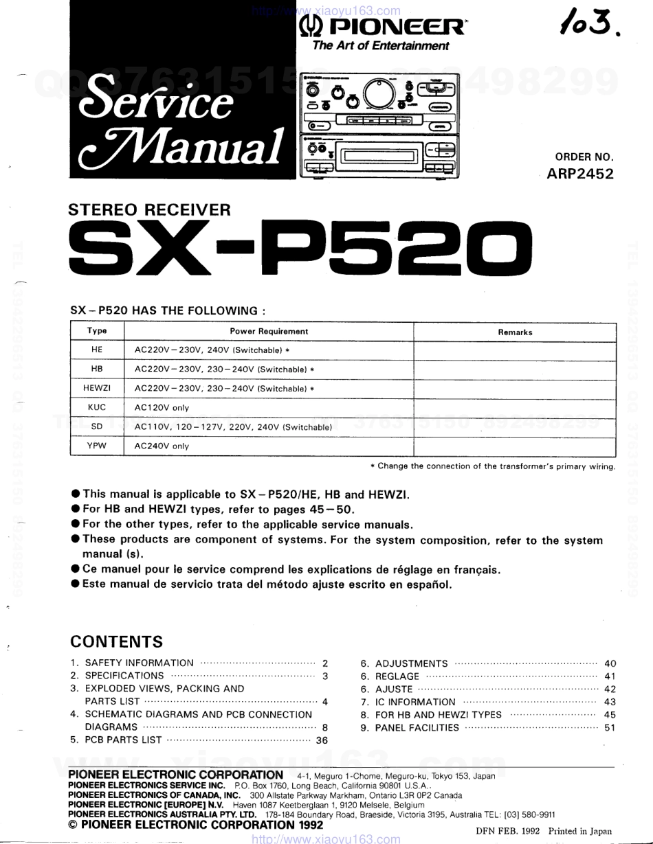 先锋PIONEER SX-P520电路图.pdf_第1页