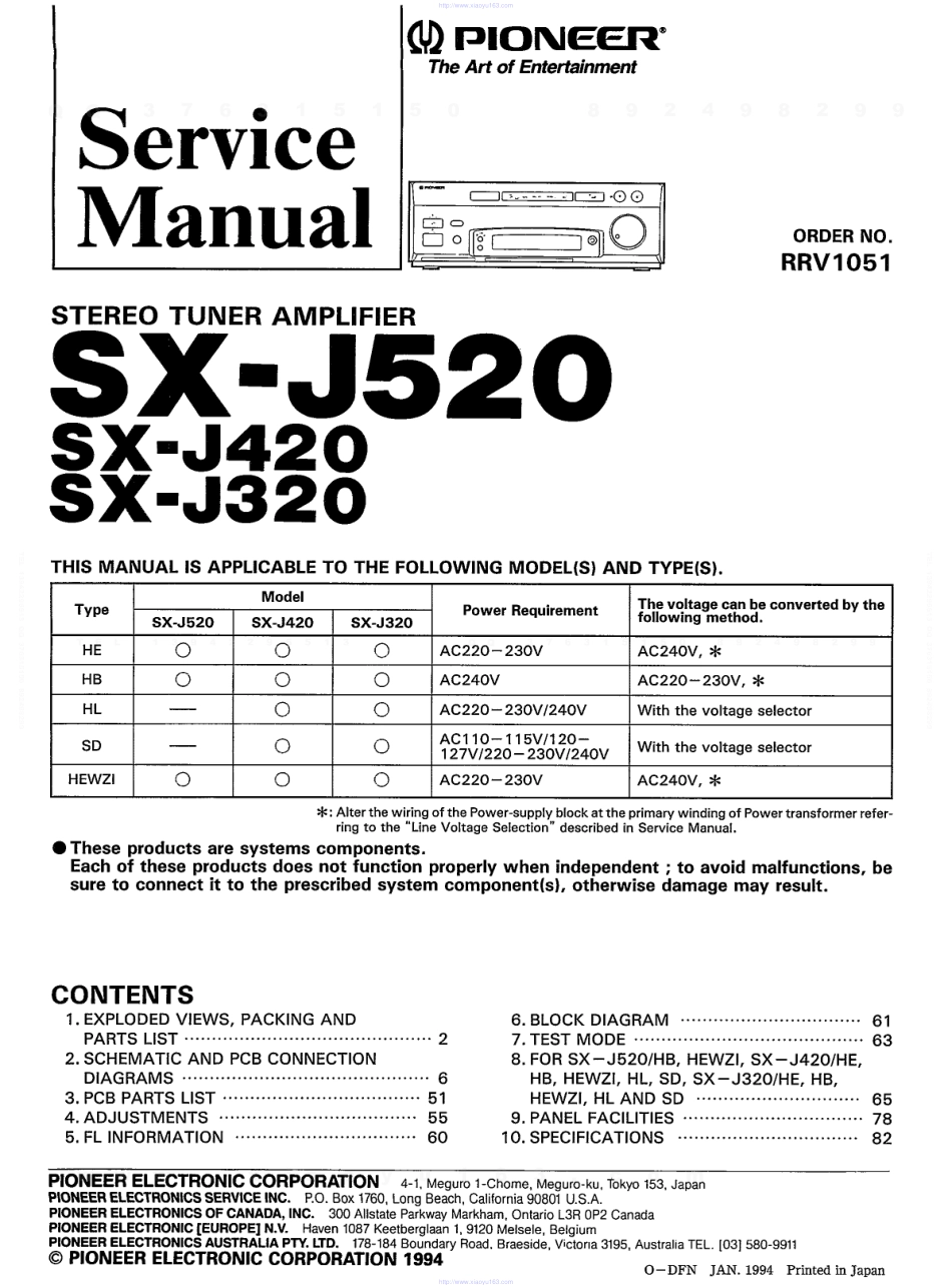 先锋PIONEER SX-J520电路图.pdf_第1页