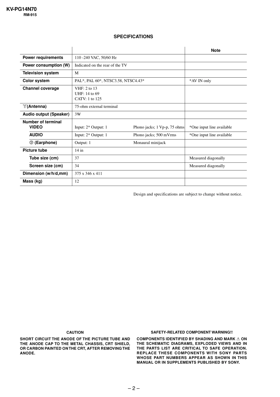 索尼KV-PG14N70彩电维修手册_索尼KV-PG14N70电视机图纸.pdf_第3页