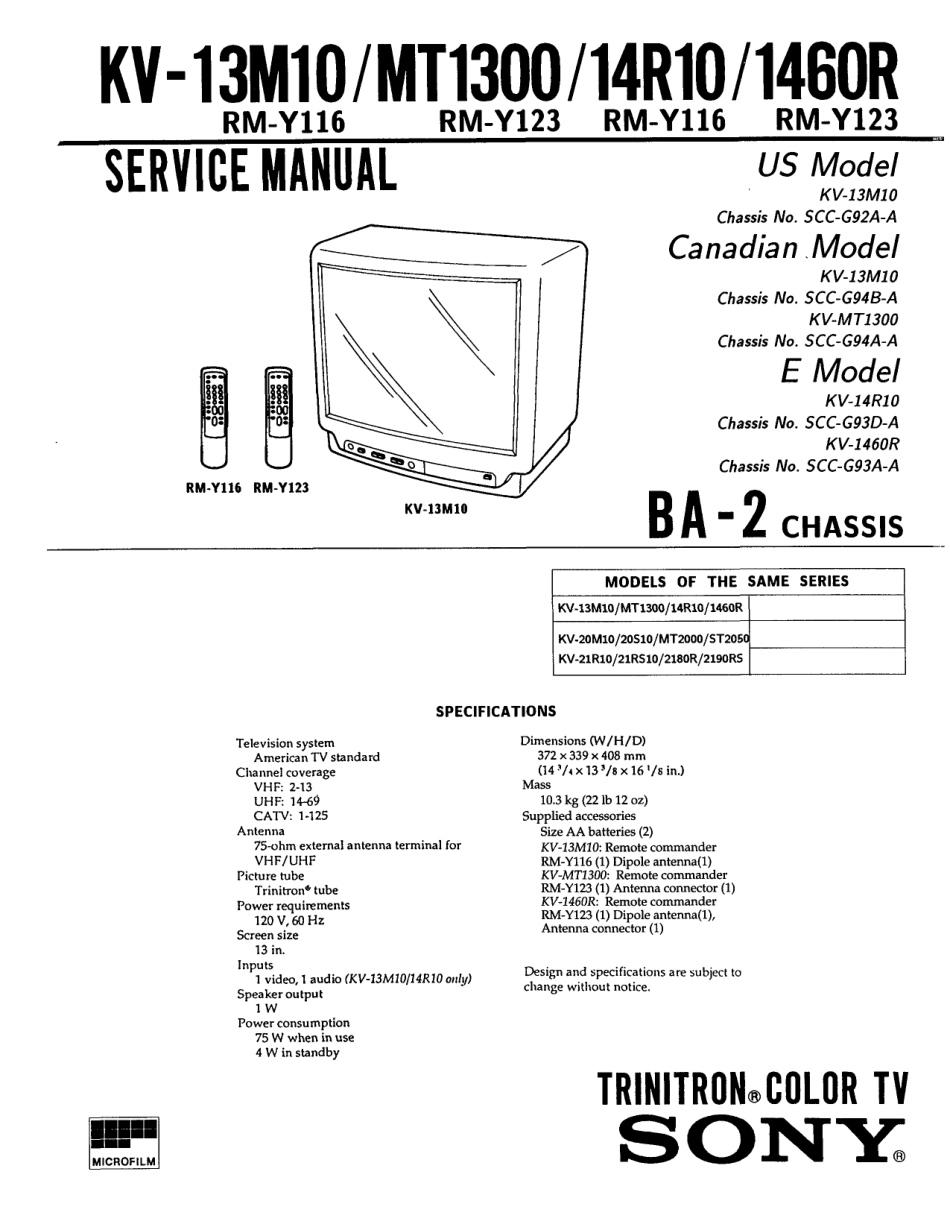 索尼KV-MT1300彩电维修手册和原理图.pdf_第1页