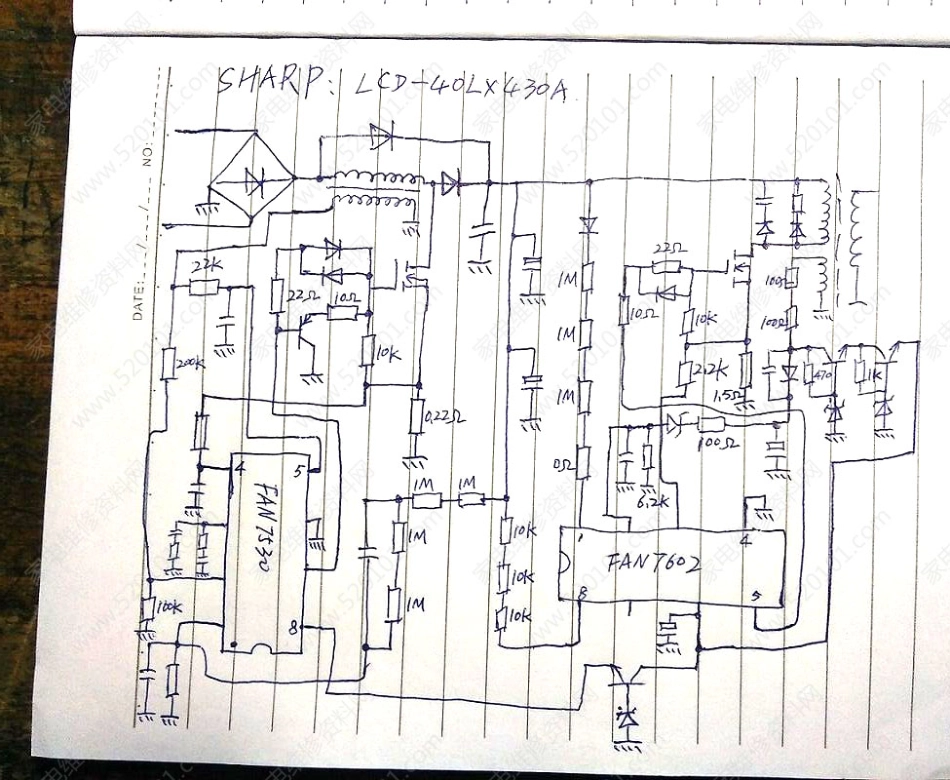 夏普LCD-40LX430A液晶电视电源板电路图.pdf_第1页