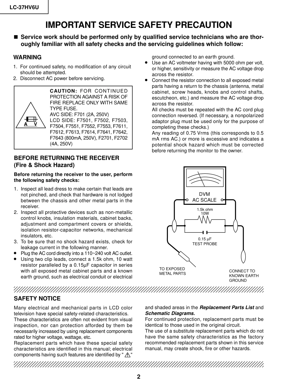 夏普LC-37HV6U液晶电视维修手册_LC-37HV6U.pdf_第2页