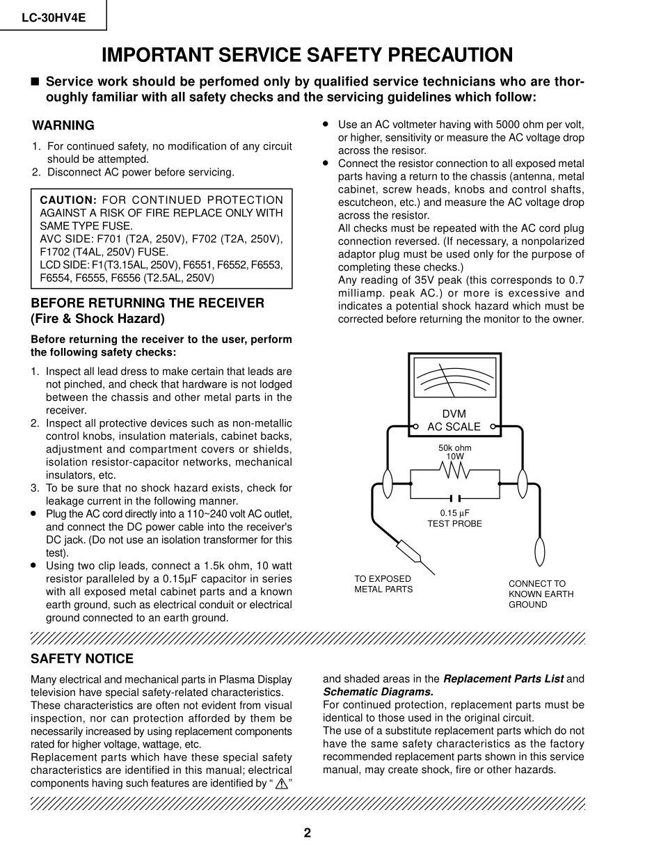 夏普LC-30HV4E液晶电视维修手册_LC-30HV4E.pdf_第2页