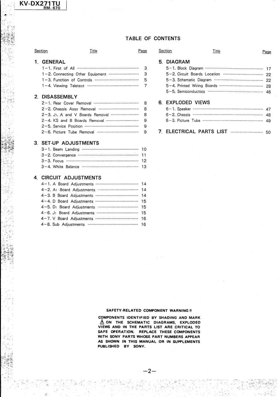 索尼KV-DX271TU彩电维修手册_索尼KV-DX271TU电视机图纸.pdf_第2页