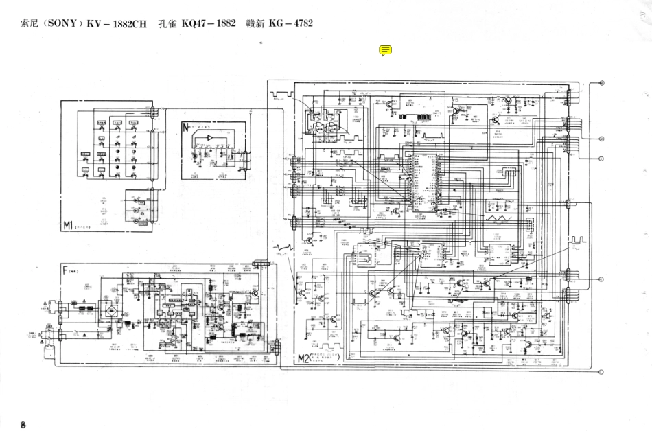 索尼KV-1882CH彩电原理图_索尼KV-1882CH 孔雀KQ47-1882 赣新KG-4782.pdf_第1页