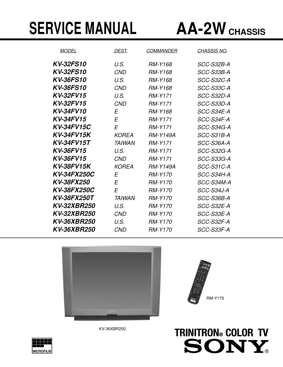 索尼KV-38FX250彩电维修手册和原理图_索尼KV-36FS10.pdf_第1页