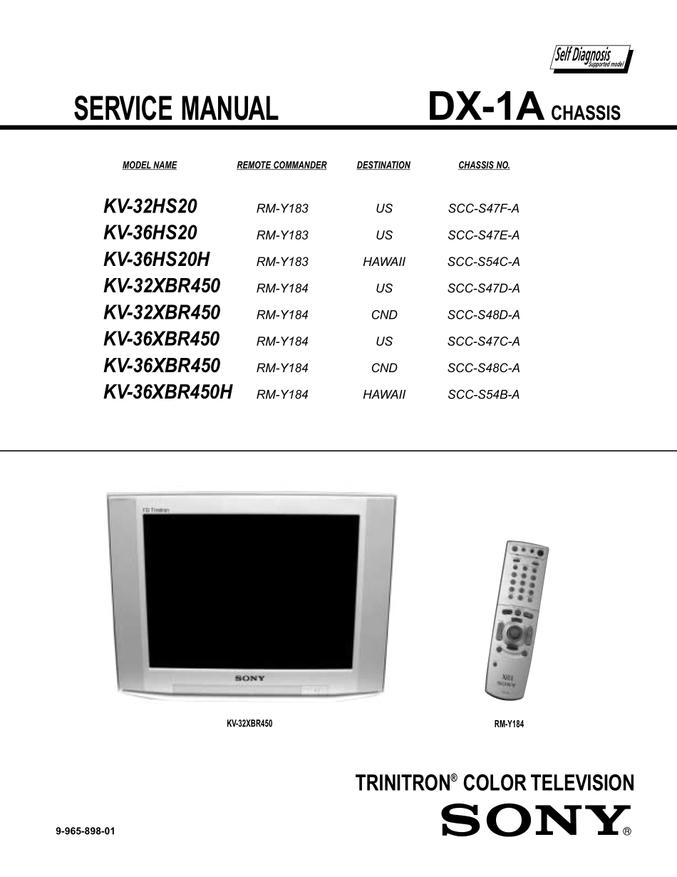 索尼KV-36XBR450H液晶电视维修手册和原理图.pdf_第1页