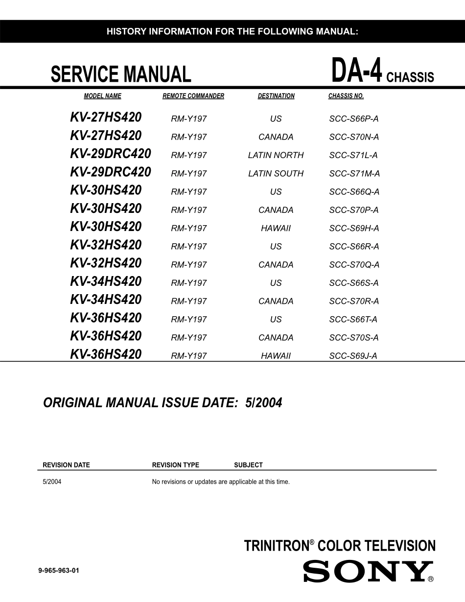 索尼KV-36HS420彩电维修手册和原理图_索尼KV-36HS420.pdf_第1页