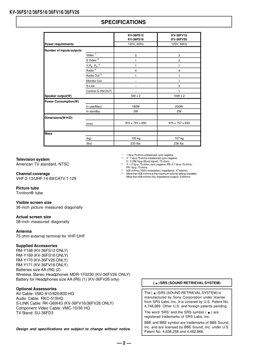 索尼KV-36FV26彩电维修手册和原理图.pdf_第2页