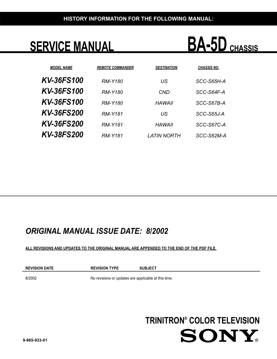 索尼KV-36FS100彩电维修手册和原理图.pdf_第1页