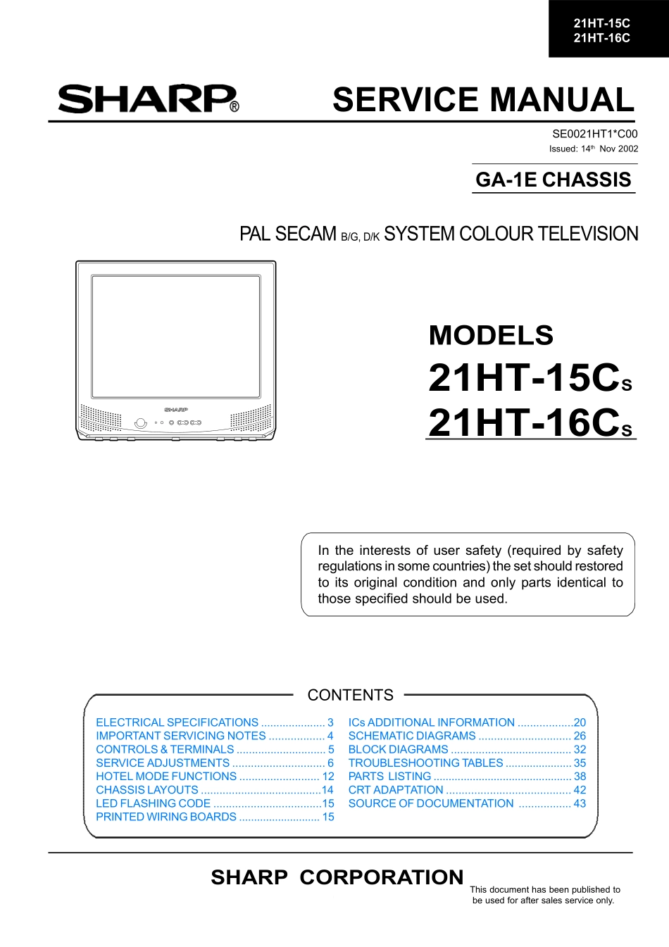 夏普21HT-16Cs彩电维修手册_21HT-16Cs.pdf_第1页