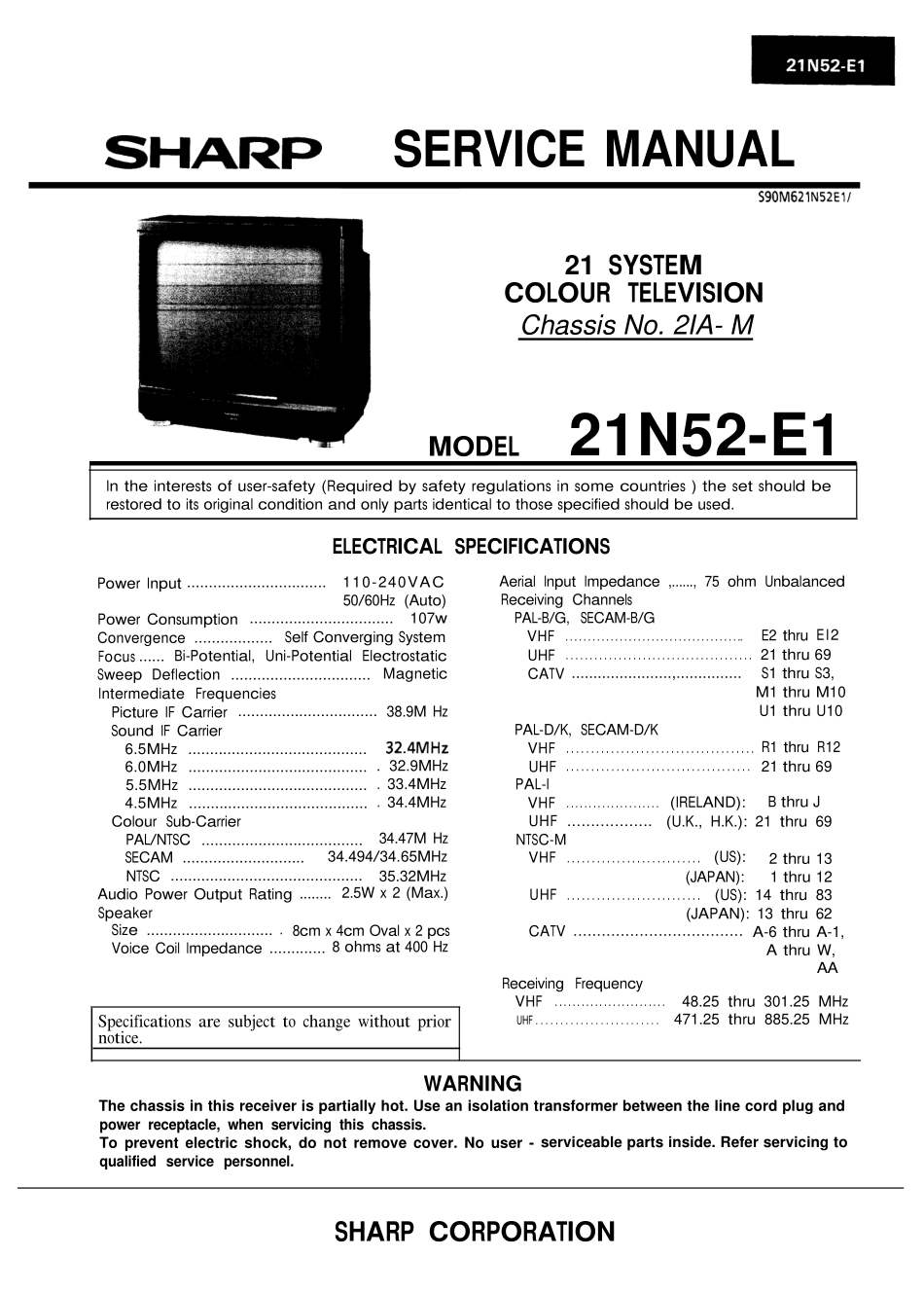 夏普 21N52E1S彩电图纸_夏普 21n52e1s.pdf_第1页