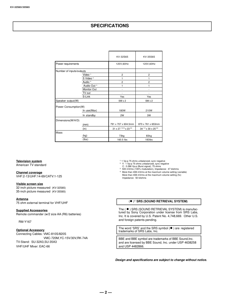 索尼KV-35S65彩电维修手册.pdf_第2页