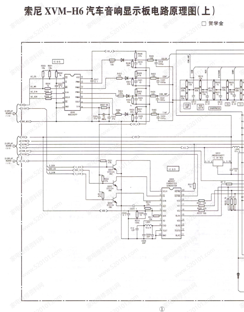 索尼XVM-H6汽车音响显示板电路原理图.pdf_第1页