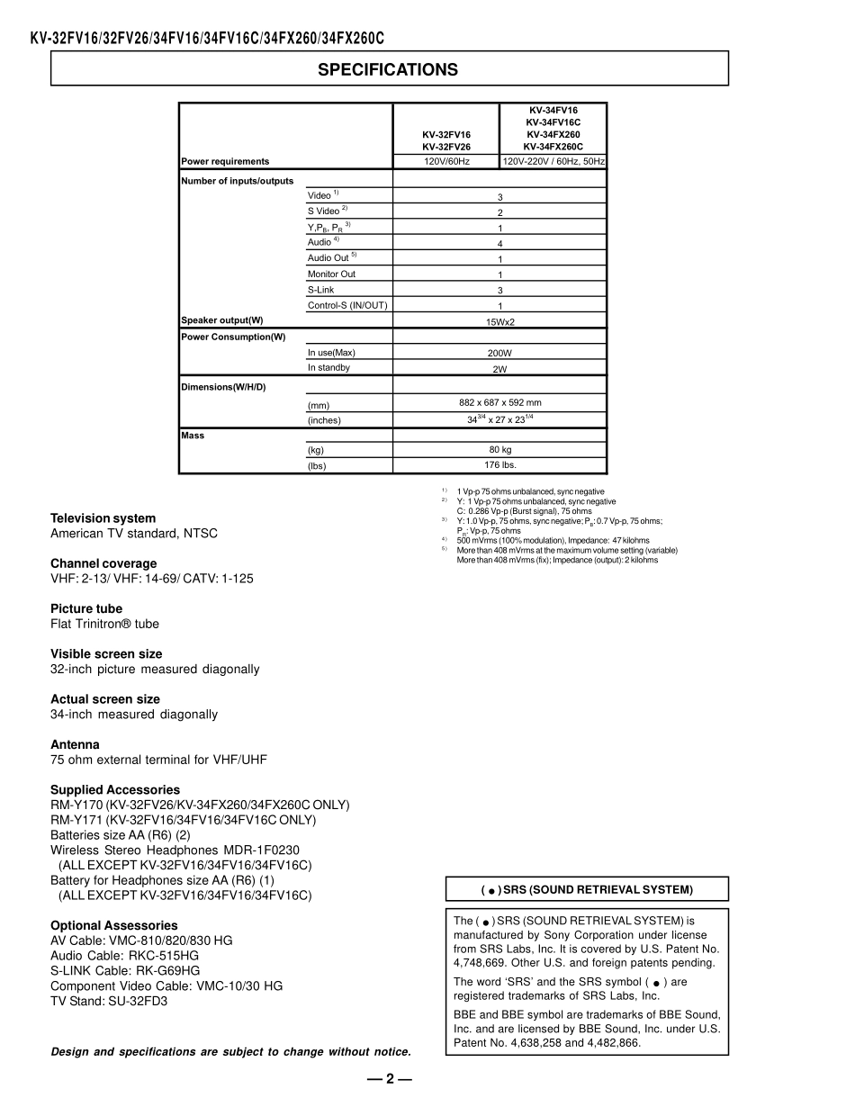 索尼KV-34FV16C彩电维修手册和原理图.pdf_第2页